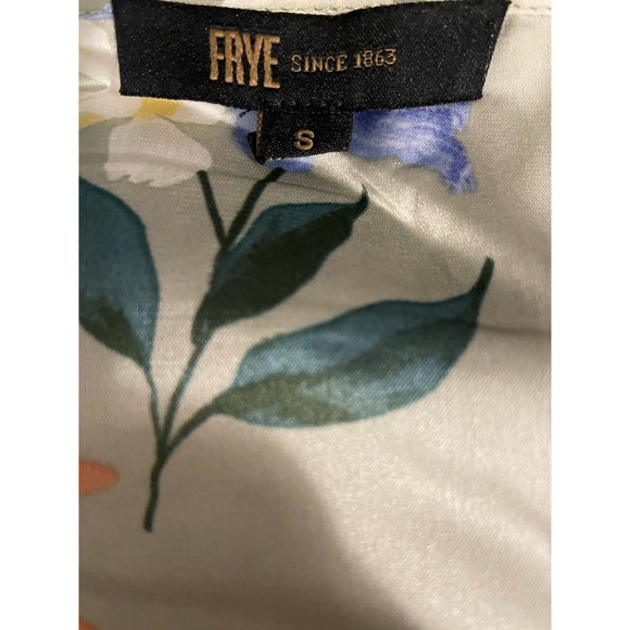 Frye Women’s Drawstring Waist V-Neck Midi Dress Last Dance Sage Floral - Picture 6 of 7